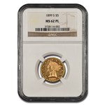 1899-S $5 Liberty Gold Half Eagle MS-62 NGC (PL)