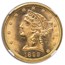 1899-S $5 Liberty Gold Half Eagle MS-66 NGC