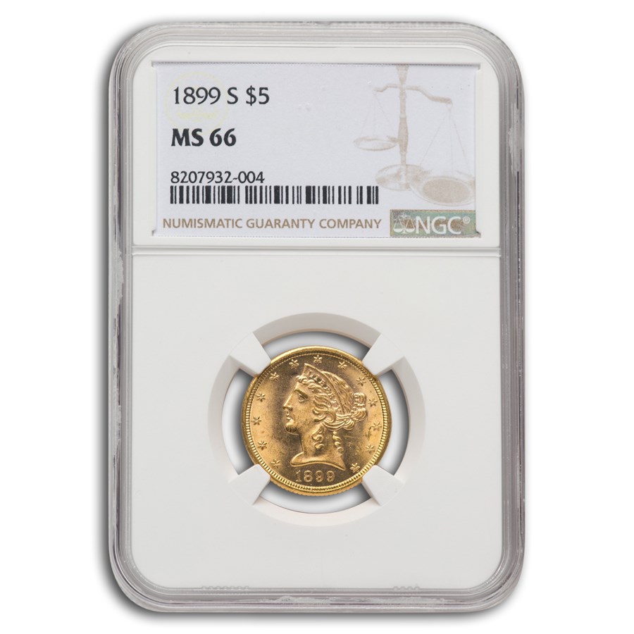 1899-S $5 Liberty Gold Half Eagle MS-66 NGC