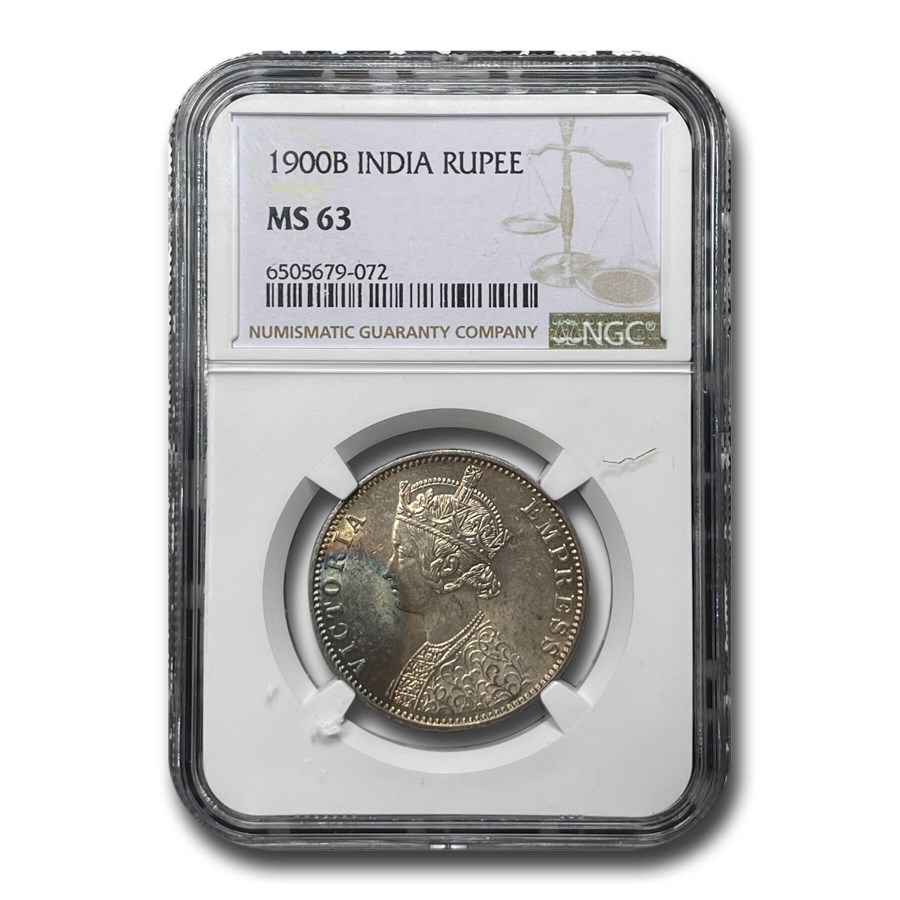 1900-B India Silver Rupee Victoria MS-63 NGC