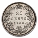 1900 Canada Silver 25 Cents Victoria AU (Details)