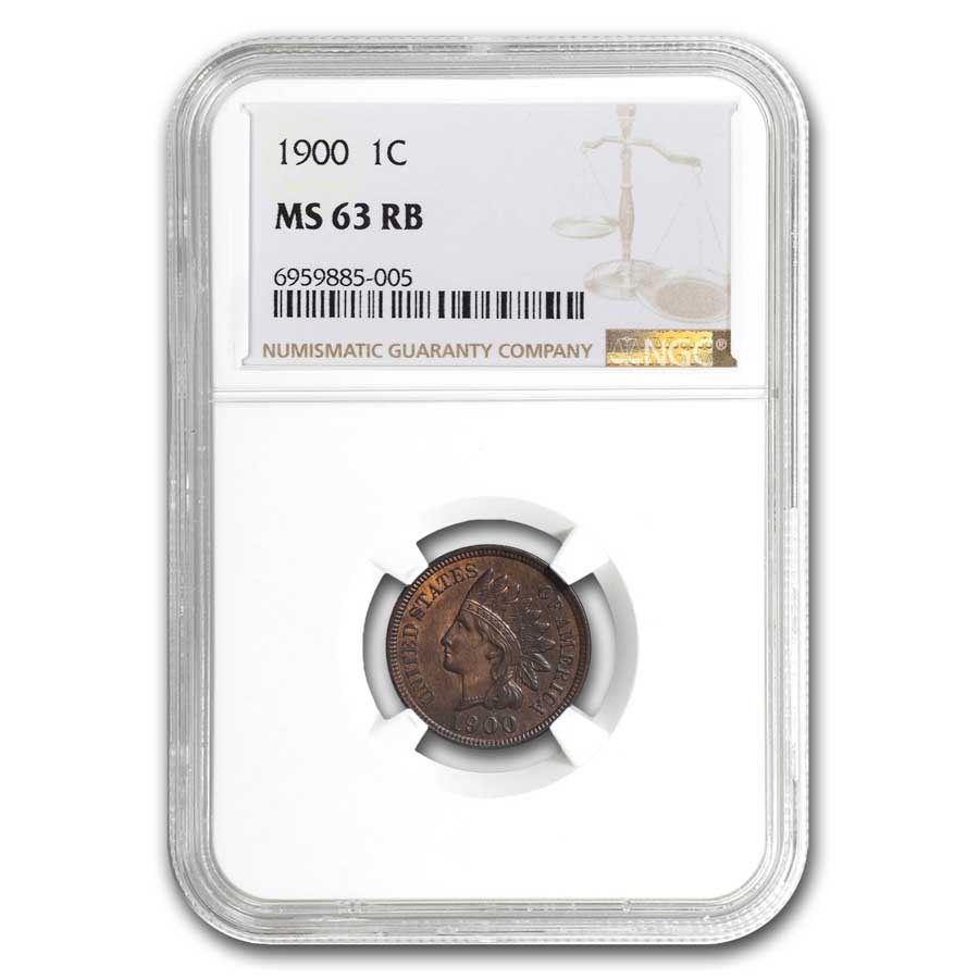 1900 Indian Head Cent MS-63 NGC (Red/Brown)