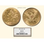 1901/0-S $5 Liberty Gold Half Eagle Overdate AU-55 NGC