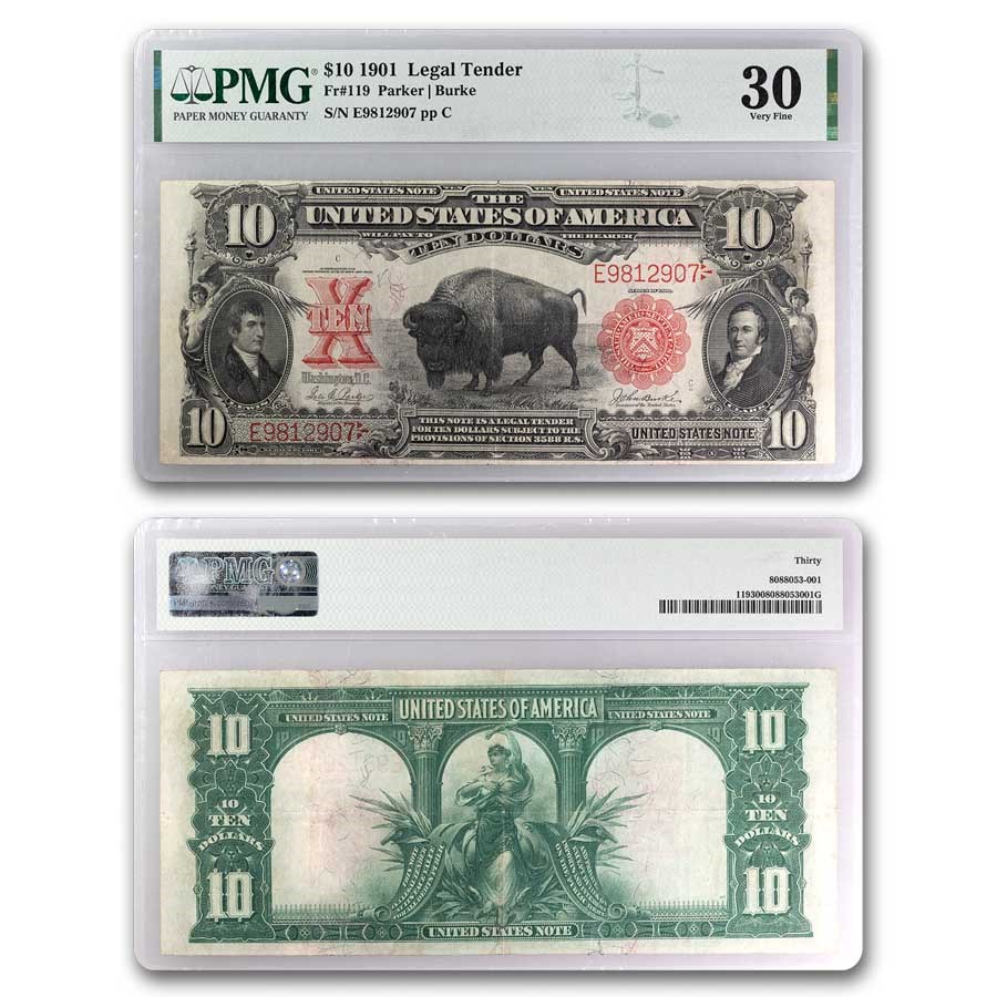 1901 $10 U.S. Note Lewis & Clark/Bison VF-30 PMG (Fr#119)