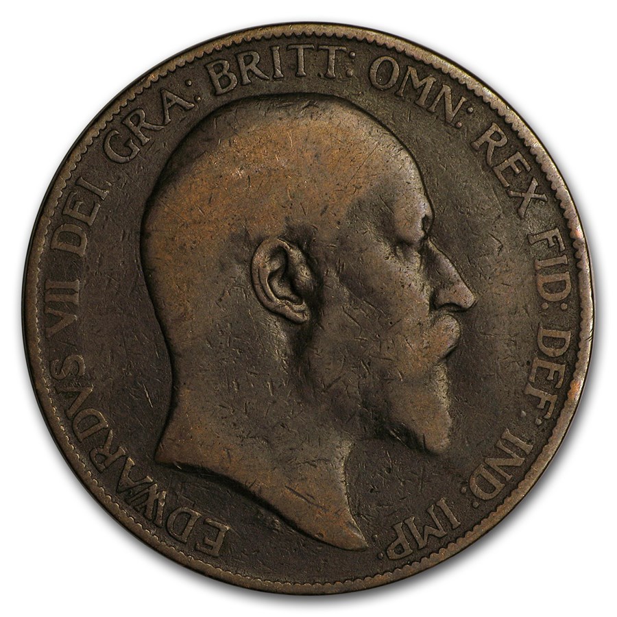 1901-1910 Edward VII Penny Average Circ. (Random Coin)
