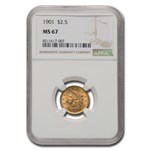 1901 $2.50 Liberty Gold Quarter Eagle MS-67 NGC