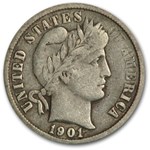 1901 Barber Dime VF