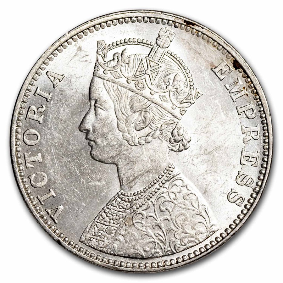 1901-C India Silver Rupee Victoria BU
