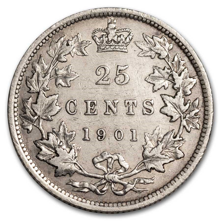 1901 Canada Silver 25 Cents Victoria XF (Details)