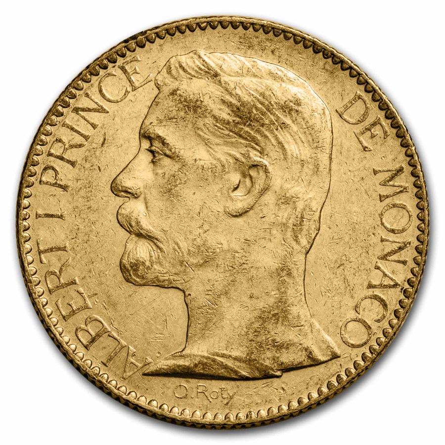 1901 Monaco Gold 100 Francs Albert I AU