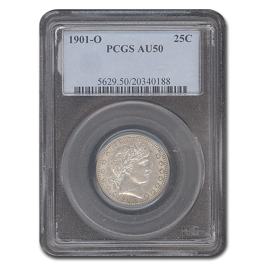 1901-O Barber Quarter AU-50 PCGS