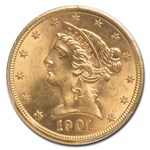 1901-S $5 Liberty Gold Half Eagle MS-64 PCGS