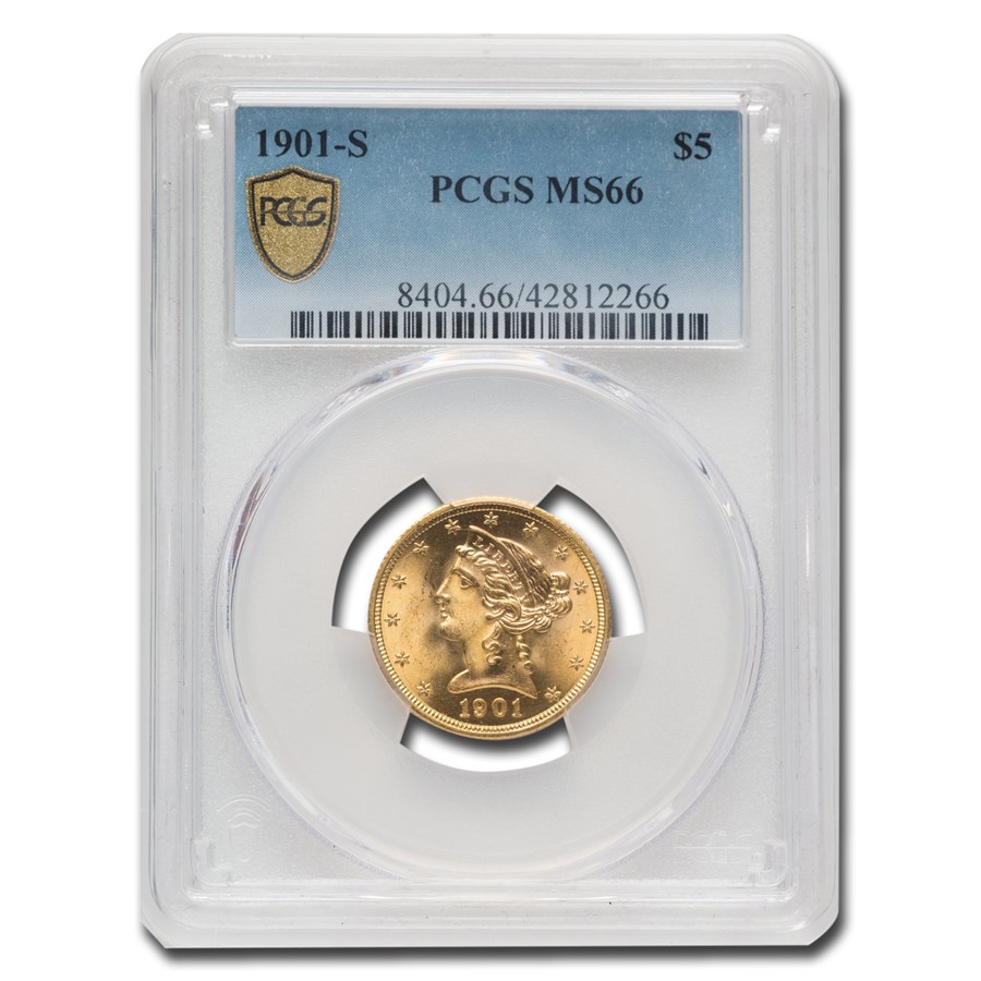 1901-S $5 Liberty Gold Half Eagle MS-66 PCGS