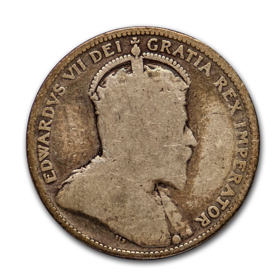 1902-1910 Canada Silver 25 Cents Edward VII Avg Circ