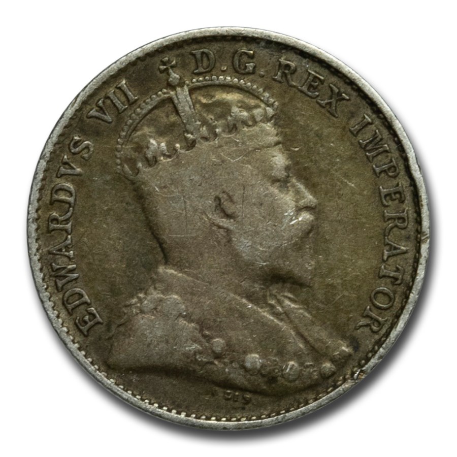 1902-1910 Canada Silver 5 Cents Edward VII Avg Circ