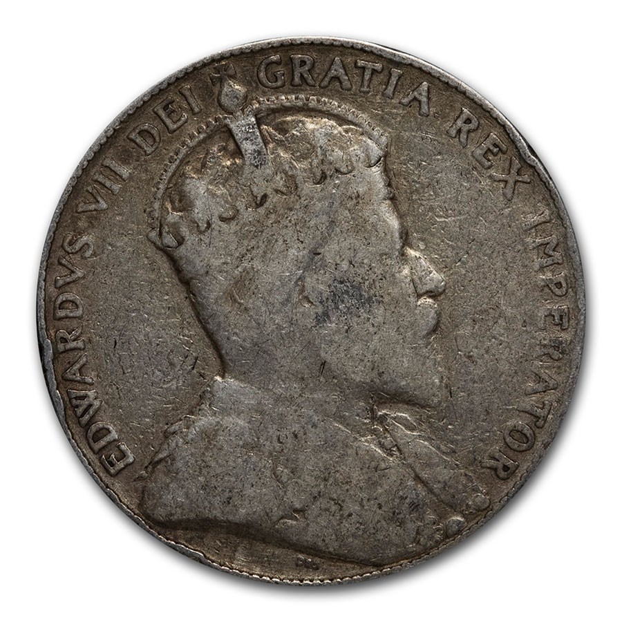 1902-1910 Canada Silver 50 Cents Edward VII Avg Circ