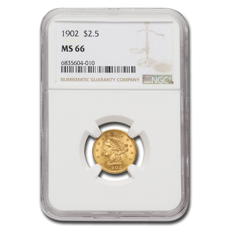 1902 $2.50 Liberty Gold Quarter Eagle MS-66 NGC