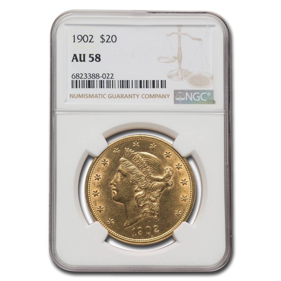 Buy 1902 $20 Liberty Gold Double Eagle AU-58 NGC | APMEX