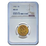 1902 $5 Liberty Gold Half Eagle MS-63 NGC