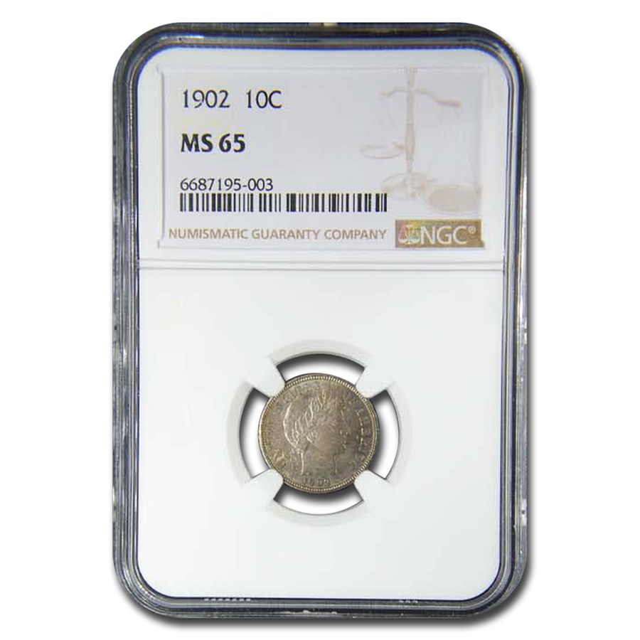 1902 Barber Dime MS-65 NGC