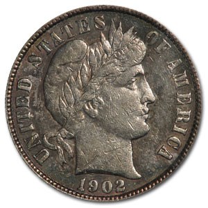 1902 Barber Dime XF