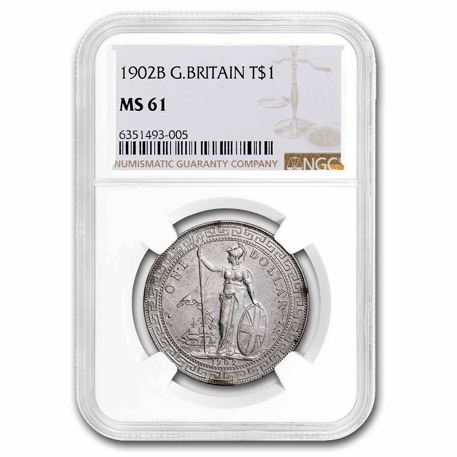 1902 Great Britain Silver Trade Dollar MS-61 NGC