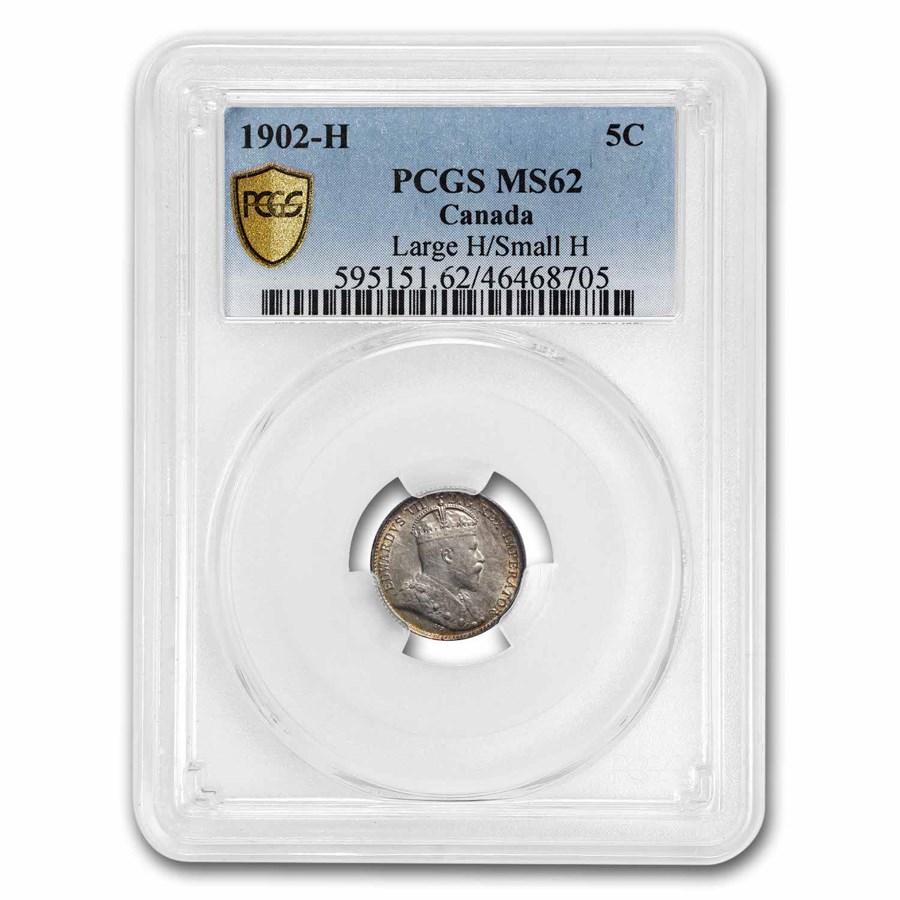 1902-H Canada Silver 5 Cents MS-62 PCGS (Large H/Small H)