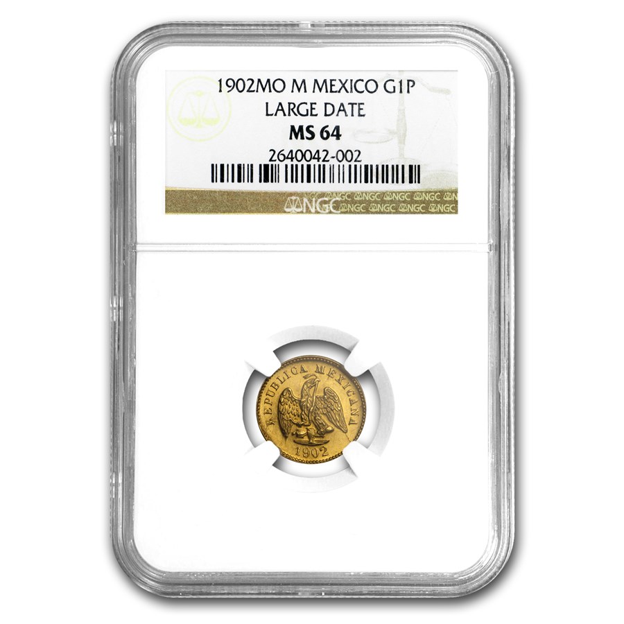 Buy 1902 Mo-M Mexico Gold Peso MS-64 NGC (Large Date) | APMEX