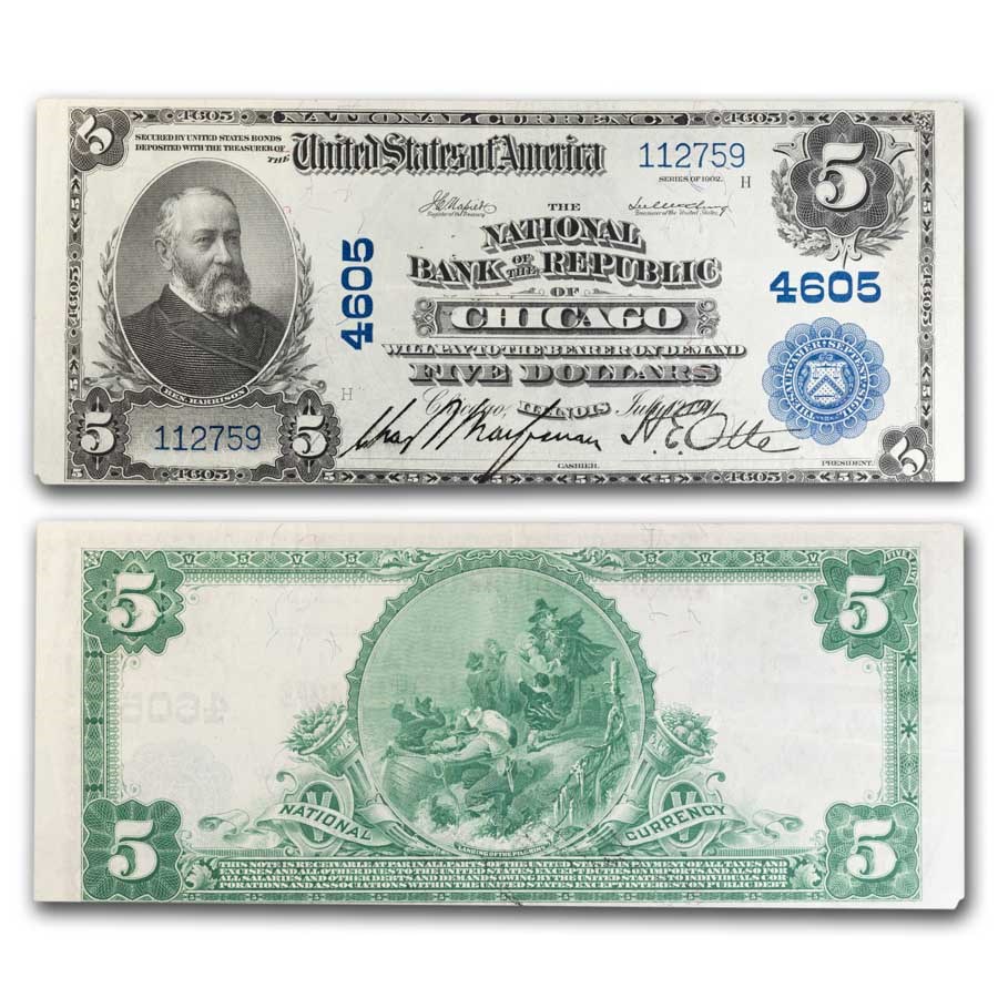 1902 Plain Back $5 Nat. Bank of Repub Chicago VF (Fr#602) CH#1848