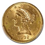 1902-S $5 Liberty Gold Half Eagle MS-64 PCGS CAC