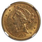 1903 $5 Liberty Gold Half Eagle MS-61 NGC