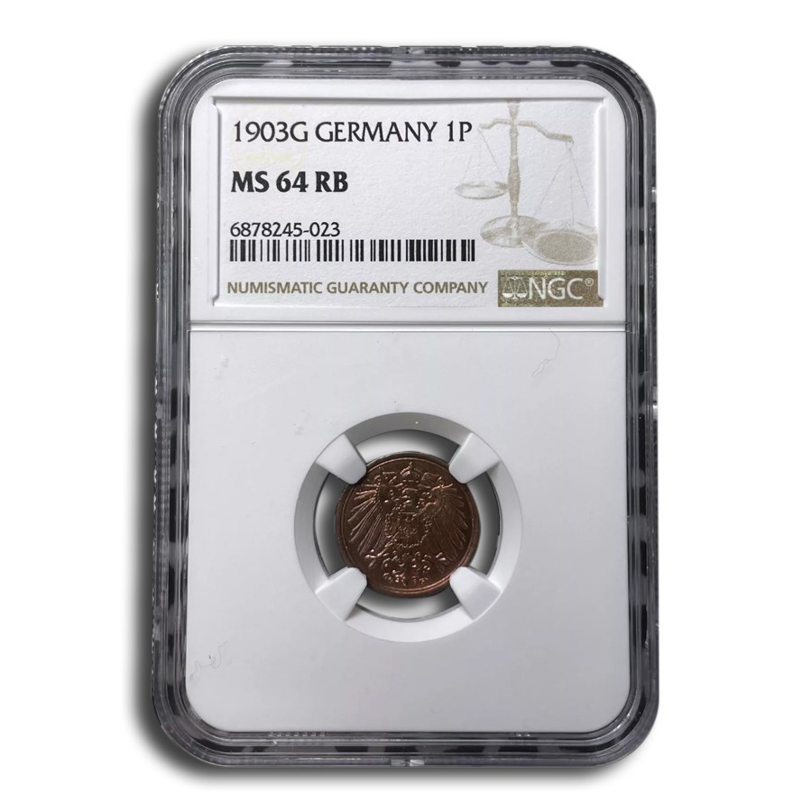 1903-G Germany Pfennig MS-64 NGC (Red/Brown)