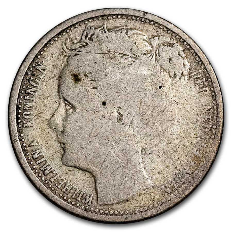 1903 Netherlands Silver 10 Cents Wilhelmina I Avg Circ