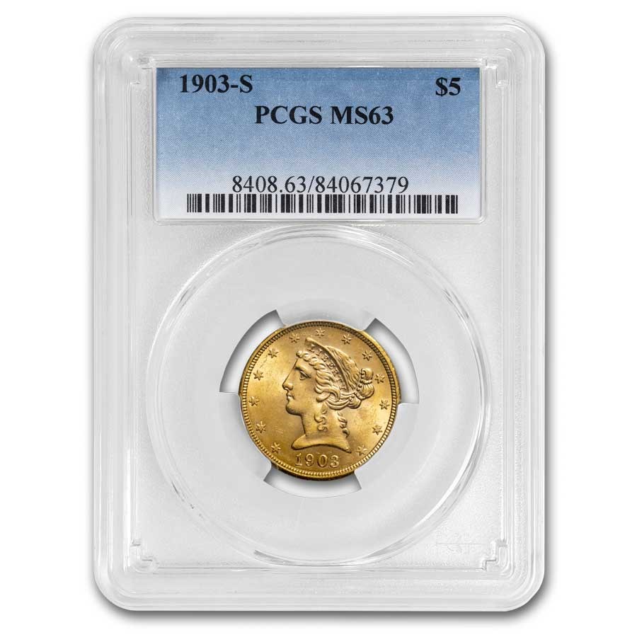 1903-S $5 Liberty Gold Half Eagle MS-63 PCGS