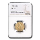 1903-S $5 Liberty Gold Half Eagle MS-64 NGC