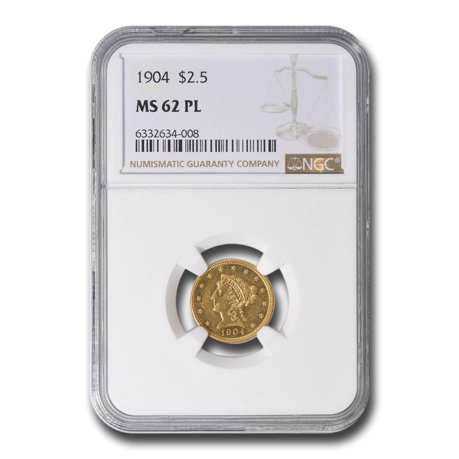 1904 $2.50 Liberty Gold Quarter Eagle MS-62 NGC (PL)