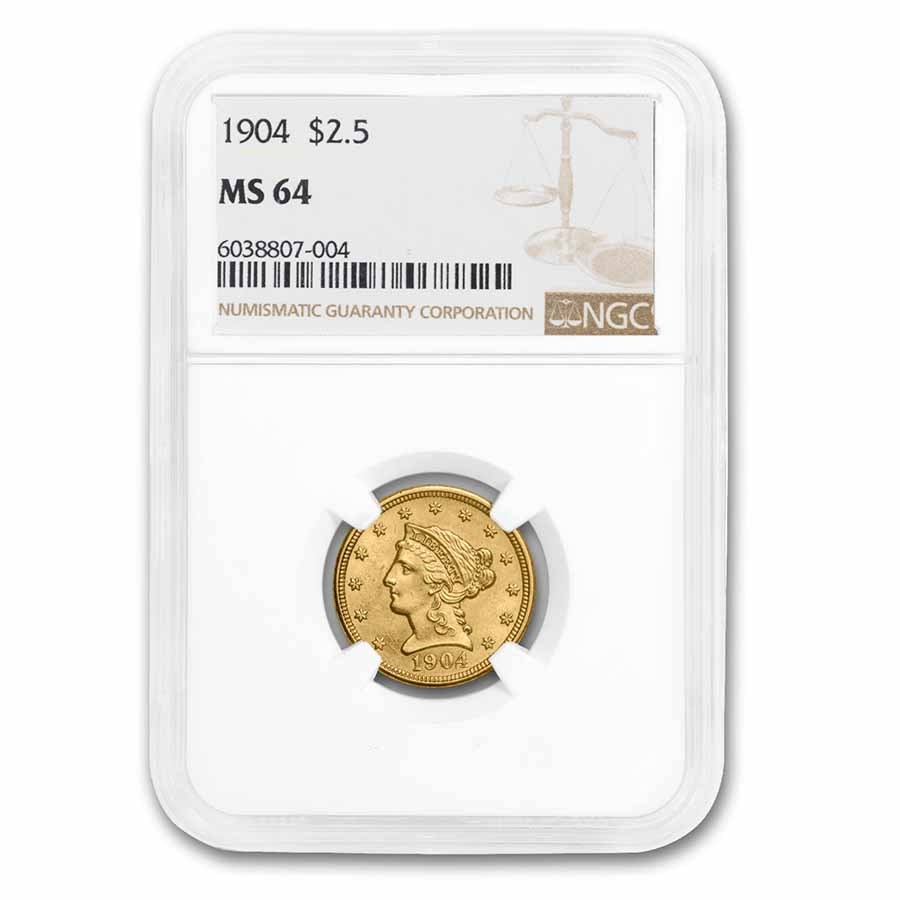 1904 $2.50 Liberty Gold Quarter Eagle MS-64 NGC