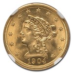 1904 $2.50 Liberty Gold Quarter Eagle MS-66 NGC