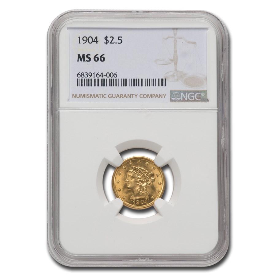 1904 $2.50 Liberty Gold Quarter Eagle MS-66 NGC