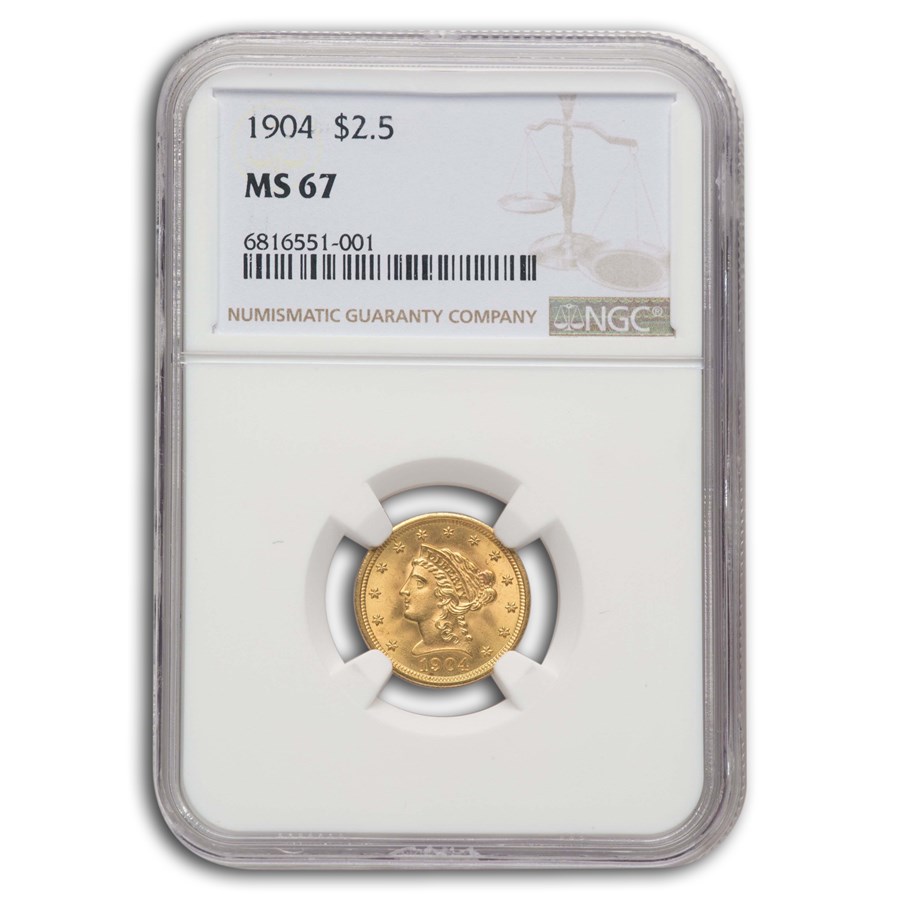 1904 $2.50 Liberty Gold Quarter Eagle MS-67 NGC