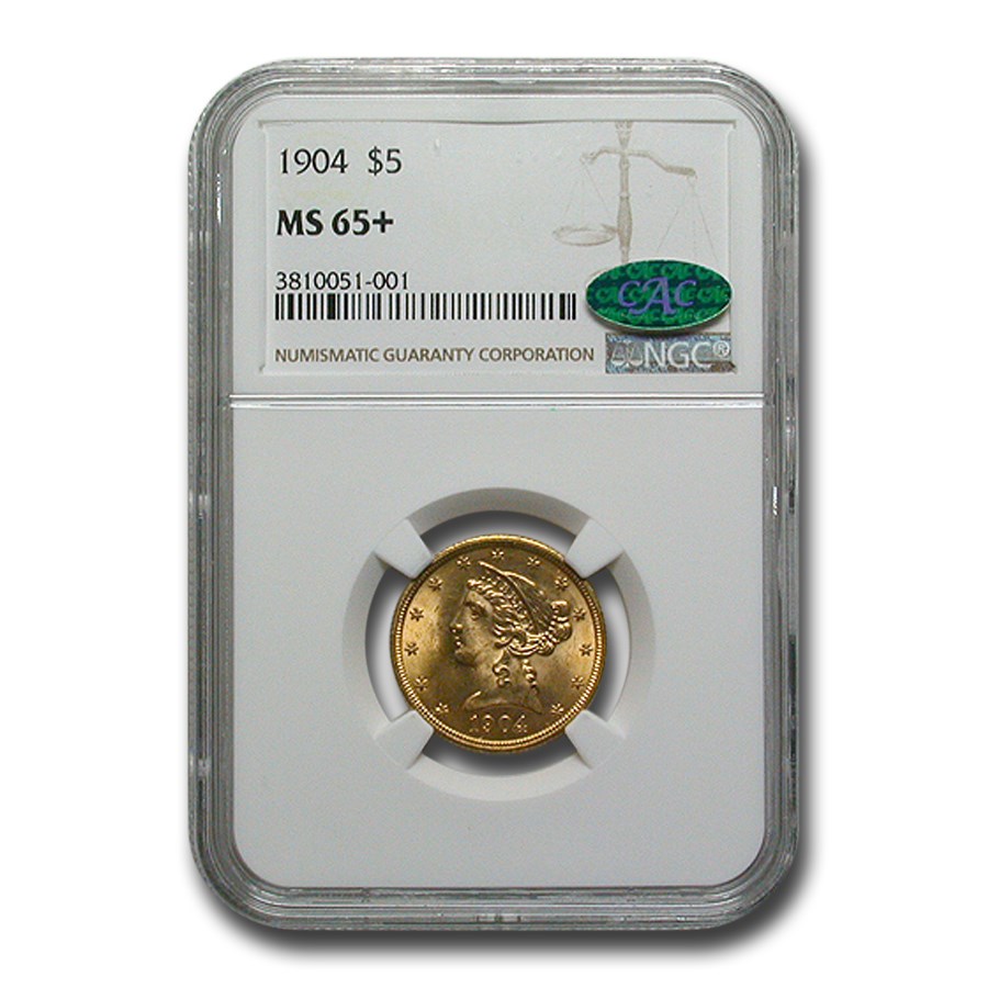 1904 $5 Liberty Gold Half Eagle MS-65+ NGC CAC