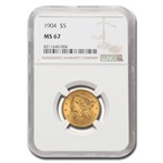 1904 $5 Liberty Gold Half Eagle MS-67 NGC