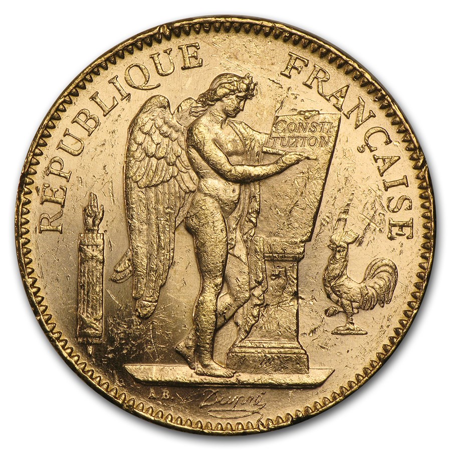 1904-A France Gold 50 Francs Angel BU