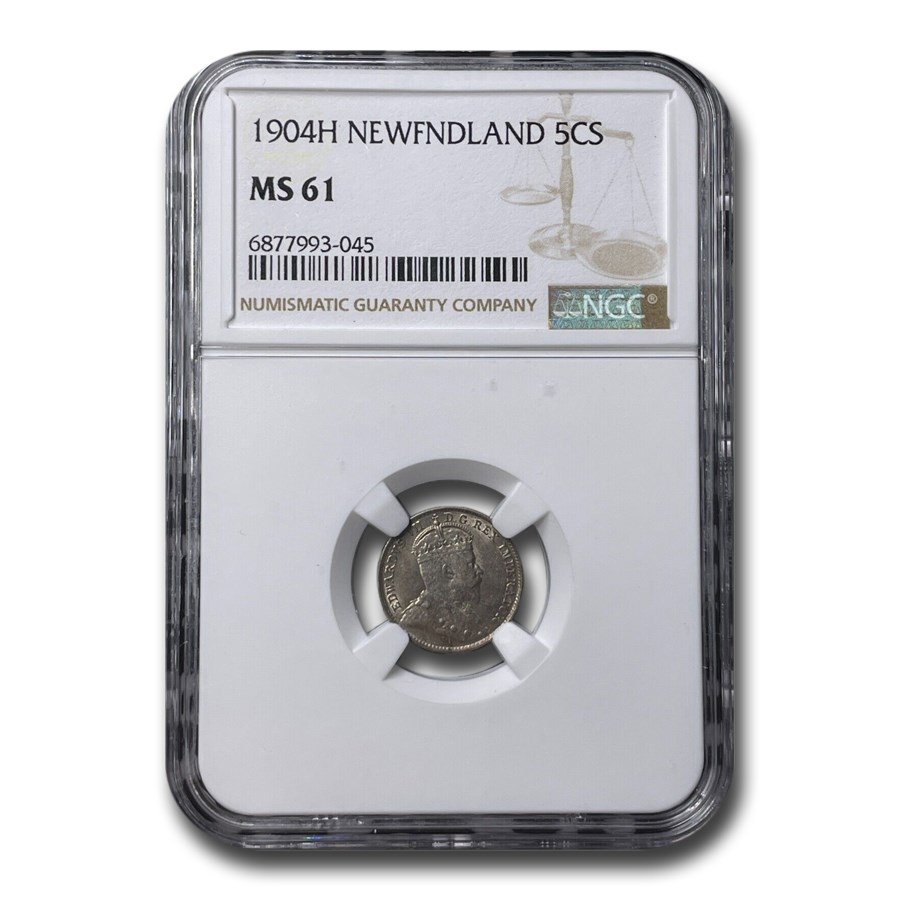 1904-H Canada Silver 5 Cents Edward VII MS-61 NGC