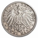 1904-J Germany Bremen Silver 2 Mark AU