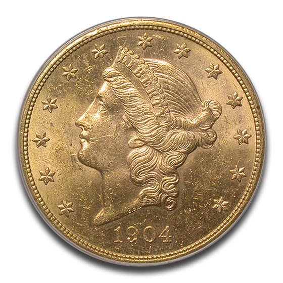 Buy 1904-S $20 Liberty Gold Double Eagle MS-60 PCGS CAC (Doily Label ...