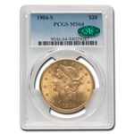 1904-S $20 Liberty Gold Double Eagle MS-64 PCGS CAC