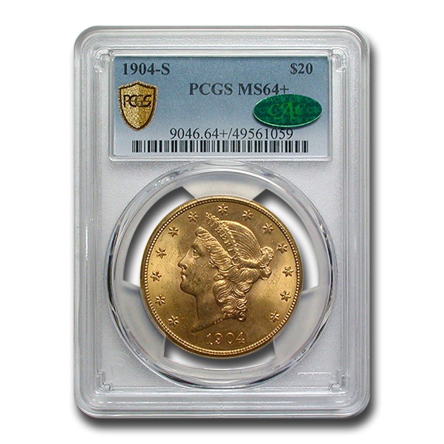 1904-S $20 Liberty Gold Double Eagle MS-64+ PCGS (CAC)