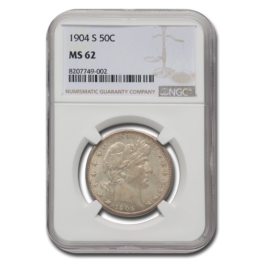 1904-S Barber Half Dollar MS-62 NGC