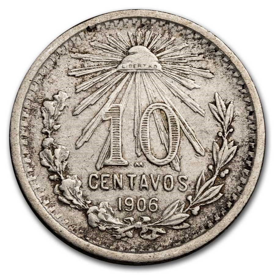 1905-1914 Mexico Silver 10 Centavos Avg Circ (ASW .0643)